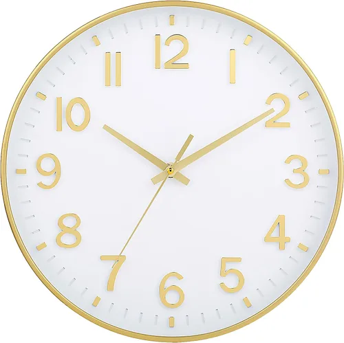 Miniatura 39 de HZDHCLH Reloj de pared de cuarzo moderno, funciona con pilas, 12 pulgadas, silencioso, sin tictac, números 3D, reloj redondo para pared, reloj
