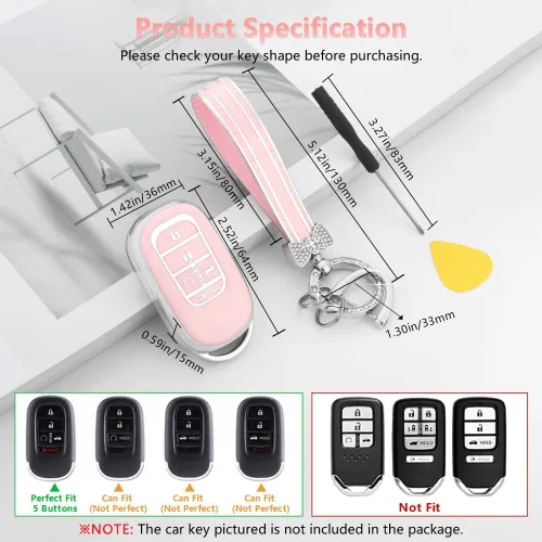 Miniatura 2 de PIFOOG - Funda para llavero Honda 2025 2023 2024 Accord Civic HRV CRV Pilot, accesorios para llaves de automóvil de 5 botones, carcasa brillante