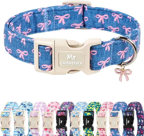 Miniatura 28 de MR.CHUBBYFACE· Collar de perro de primavera y verano, lindos collares de perro de limón verde, collar ajustable de tela natural suave para perros