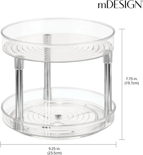 Miniatura 4 de mDesign - Plato giratorio de 2 niveles para almacenamiento de alimentos, 9.0 in, redondo