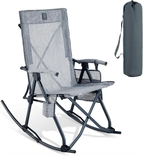 Miniatura 12 de EVER ADVANCED Silla de camping basculante plegable extragrande, silla de columpio portátil acolchada para patio, césped y exteriores, sillón duro