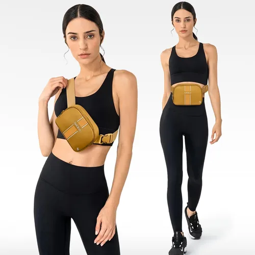 Miniatura 2 de Riñonera de moda para mujer, riñonera con correa ajustable, riñonera para viajes, entrenamiento, correr, senderismo, A9. Marrón, Riñonera de moda