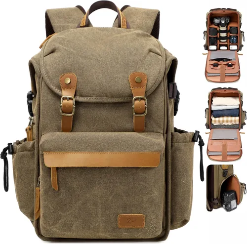 Miniatura 11 de Padwa Lifestyle Mochila negra para cámara – Bolsa profesional para cámara DSLR y UAV, mochila de lona antirrobo para cámara con cubierta