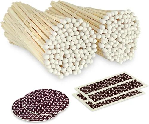 Miniatura 13 de Cerillas blancas de 4 pulgadas + calcomanías de golpeador incluidas 300 fósforos decorativos de seguridad de punta blanca con clase Cerillas