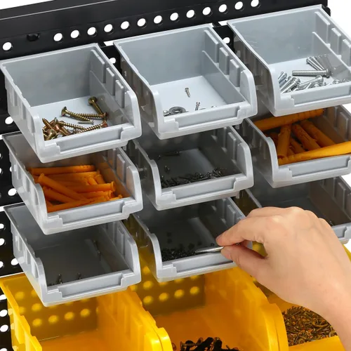 Miniatura 7 de Kit de 30 contenedores de almacenamiento montados en la pared, estante organizador de herramientas, contenedores de almacenamiento de piezas de 3
