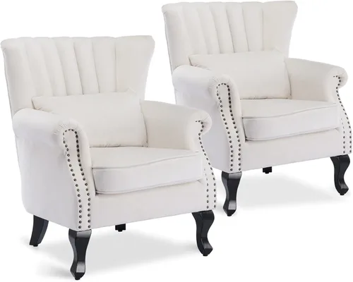 Miniatura 40 de LZAREAL Juego de 2 Sillones de Lectura Accent con Brazos para Sala de Estar, Dormitorio, Sillón de Esquina Cómodo Moderno de Mediados de Siglo, rosa