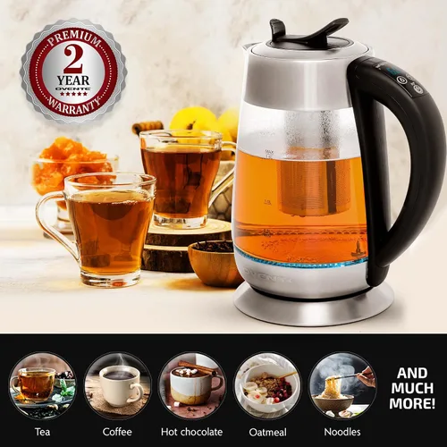 Miniatura 4 de OVENTE Hervidor Eléctrico de Vidrio 1.8 Litros sin BPA - 1500W con Infusor de Acero Inoxidable, Control de Temperatura Ajustable, Apagado KG661S