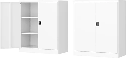 Miniatura 14 de Fesbos Armario de almacenamiento de metal, archivadores de acero de 36 pulgadas de alto con puertas con cerradura y estantes ajustables, gabinete