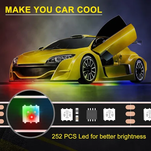 Miniatura 3 de OPP ULITE Tira de Luz Subterránea para Coche, Color de Persecución de Sueños, Material de Silicona Mejorado, 212 Modos, 252pcs LED, Kit de Luces