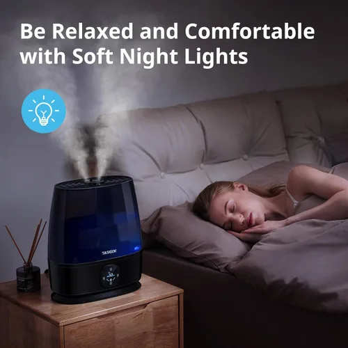 Miniatura 7 de Humidificadores para dormitorio y hogar, humidificador de aire de niebla fría y cálida de 6 L para habitación grande, guardería, 50 horas, fácil