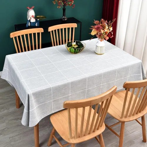 Miniatura 6 de Mantel de Algodón Resistente para Mesa Cuadrada Estilo Granja Vintage Mantel Lavable Cobertura de Mesa Rústica (Gris, 52''x52'')