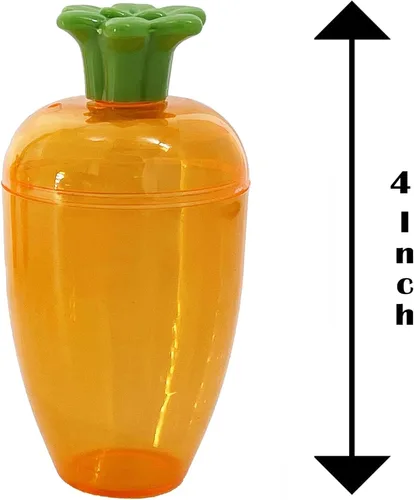 Miniatura 2 de The Dreidel Company 6 huevos de Pascua vacíos de plástico de 4 pulgadas con forma de zanahoria rellenables, huevos de zanahoria de plástico naranja