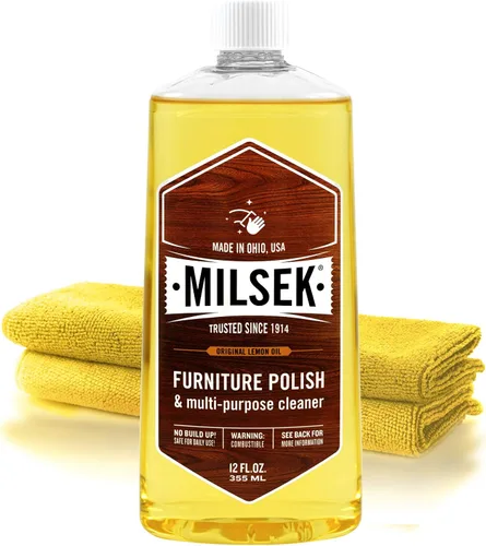 Milsek Esmalte para muebles, limpiador de muebles de aceite de limón y paño de pulido, 12 onzas líquidas