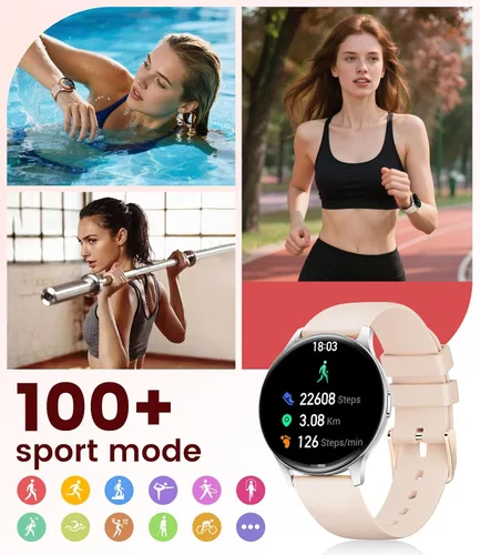 Miniatura 6 de Reloj inteligente para mujer con llamada de marca/respuesta, rastreador de actividad HD AMOLED de 1.43 pulgadas para Android iOS, reloj inteligente