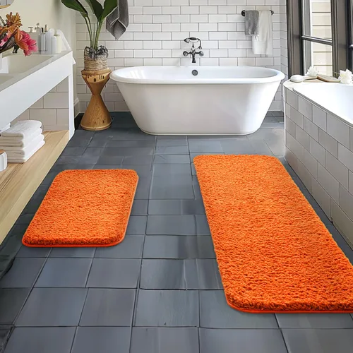 Miniatura 48 de MIULEE Juego de 2 alfombras de baño antideslizantes peludas extra gruesas y suaves, alfombrillas de baño de microfibra suave absorbente de agua