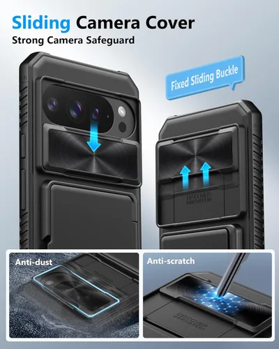 Miniatura 4 de ATATOO Funda tipo cartera para Google Pixel 10 Pro XL, tarjetero integrado (3-5 tarjetas) [bloqueo RFID] y cubierta de cámara deslizante, protección