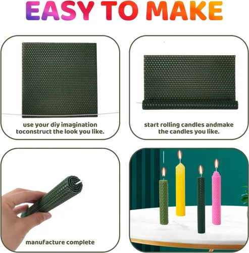 Miniatura 3 de Nafziger Paquete de 24 Hojas de Cera de Abeja de 8 x 8 Pulgadas para Kit Iniciador de Fabricación de Velas, Regalo de Manualidades DIY para Niños