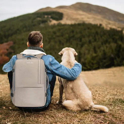 Miniatura 6 de MOLNIA Mochila de viaje expandible de 50 L para mujeres y hombres, artículos esenciales de viaje de mano, aprobada para vuelos, se adapta a mochila