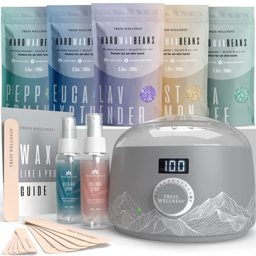 Miniatura 18 de Kit de depilación Tress Wellness para piel sensible, seguro para cara y piel, spray de preparación y cuidado posterior, fácil de usar, kit para uso