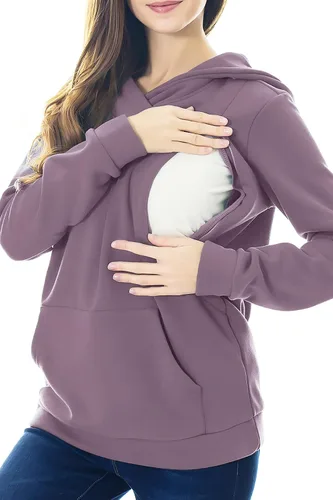 Miniatura 2 de Smallshow sudadera con capucha para mujer, con forro polar, bolsillo tipo canguro, de maternidad, para amamantar