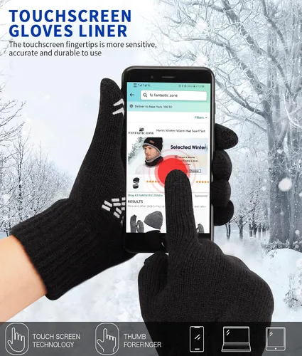 Miniatura 2 de FZ FANTASTIC ZONE Guantes de invierno para hombre, cálidos, térmicos, suaves, de lana, para pantalla táctil, para mujer