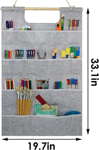 Miniatura 3 de Bolsa de almacenamiento para colgar en la pared con bolsillos, estantes para accesorios de cocina, estante de almacenamiento de herramientas de Gris