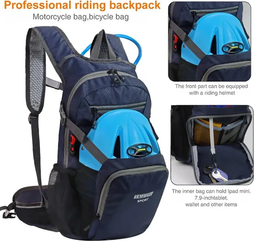 Miniatura 3 de Mochila de senderismo impermeable para ciclismo, 15L, ligera, duradera, para esquí, snowboard, correr, ciclismo MTB Azul marino