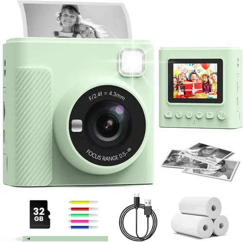 TIATUA Cámara de impresión instantánea para niños, regalos de cumpleaños de Navidad para niñas y niños, cámara digital de video HD 1080P para niños