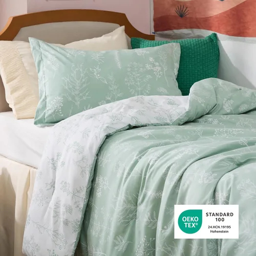Miniatura 5 de Bedsure Juego de edredón de tamaño individual o individual XL, color verde salvia, lindo, floral, regalo para mujer, 2 piezas, 1 suave edredón 01