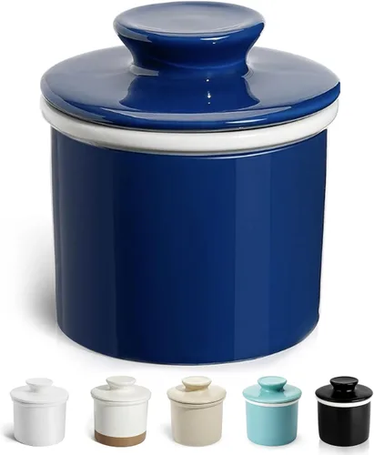 Miniatura 8 de Sweese Plato de mantequilla francés con tapa - Recipiente para mantequilla para mostrador con línea de agua para mantequilla untable - No más