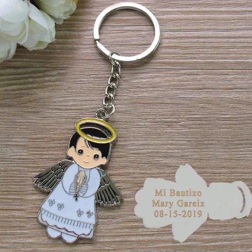 Miniatura 6 de Regalo personalizado de primera comunión (12 piezas) - Llavero de metal blanco Boyl Metal personalizado Recuredos De Bautizo Bautizo Regalo