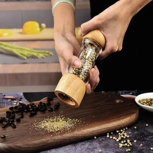 Miniatura 3 de Molinillo de pimienta de madera, molinillo de sal y pimienta, molinillo de pimienta manual, mango de aleación de zinc, grosor ajustable, estilo 6.0