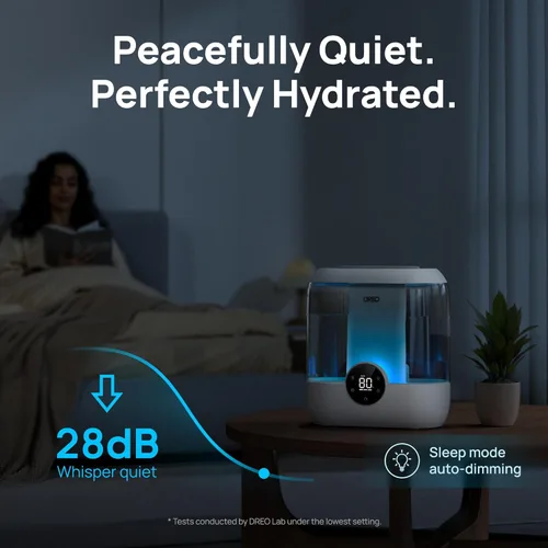Miniatura 7 de Dreo Humidificadores de Llenado Superior de 6L para Dormitorio, 60H de Funcionamiento 28 dB Silenciosos Humidificadores de Aire de Vapor Frío de Gris