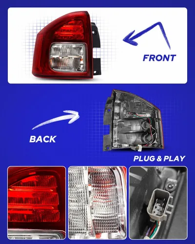 Miniatura 6 de AUTOONE - Para 2014 2015 2016 2017 Jeep Compass luces traseras de fábrica con bombillas, lado del conductor (LH)