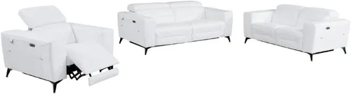 Miniatura 12 de BlackJack Furniture Ferrara - Sofá reclinable de cuero italiano de grano superior con puertos USB para cargar dispositivos, reposacabezas ajustables