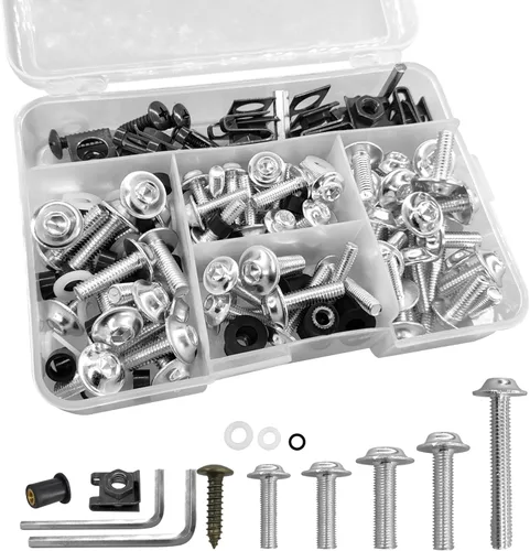 Kit de pernos de carenado plateado M5 M6 para parabrisas de motocicleta, tornillos de aluminio compatibles para tornillos de carenado de