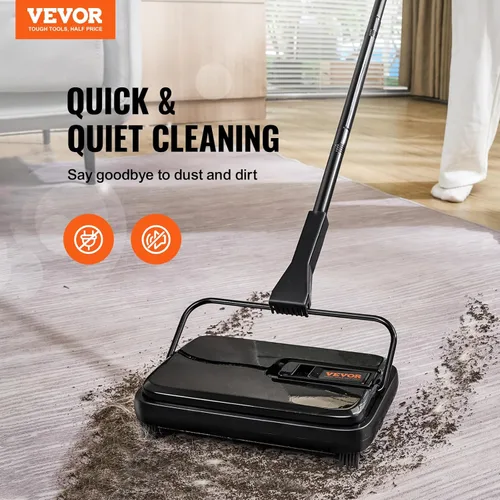 Miniatura 2 de VEVOR Escoba Manual para Alfombras, Escoba de Piso con Capacidad de Cubo de Polvo de 300 ml Fácil de Vaciar, para Alfombras de Casa y Oficina, Pelo