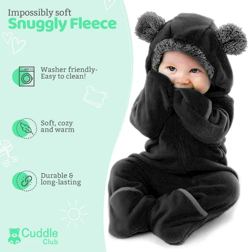 Miniatura 95 de Enterizo de vellón para bebé, rómper de una sola pieza con capucha para niños, ropa para exteriores, chaqueta infantil