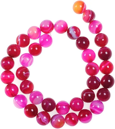 Miniatura 8 de 47 cuentas de cristal natural de 0.315 pulgadas (0.315 in) con rayas de ónix y ágatas, cuentas redondas sueltas para curación de pulseras, collares