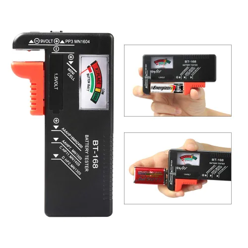 Miniatura 6 de 2 piezas de comprobador de batería, comprobador de batería universal para pilas AA, AAA, C, D, 9 V, 1.5 V, celdas de botón, baterías domésticas, 2