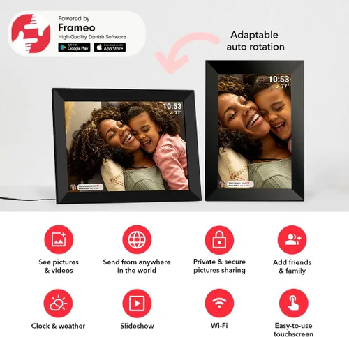 Miniatura 4 de FRAMEO - Marco de fotos digital de 10.1 pulgadas, 32 GB, pantalla táctil LCD IPS, rotación automática, fácil configuración para compartir fotos