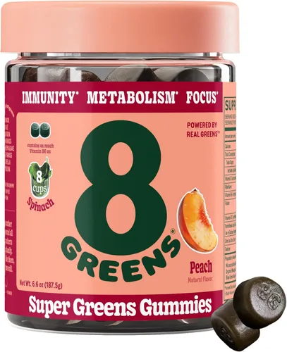 8Greens Supergreens Gomitas | Superalimento en Polvo de Verduras en Gomitas para el Metabolismo, la Inmunidad y la Concentración, Enzimas para la