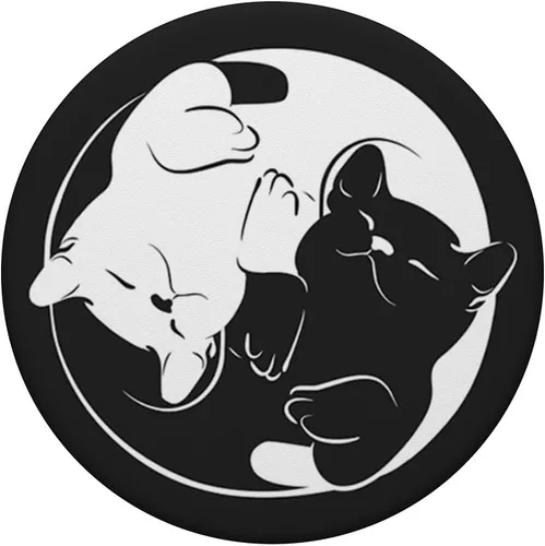 Miniatura 3 de Lindo diseño de gatos Yin Yang con fondo blanco y negro PopSockets PopGrip: agarre intercambiable para teléfonos y tabletas PopSockets PopGrip