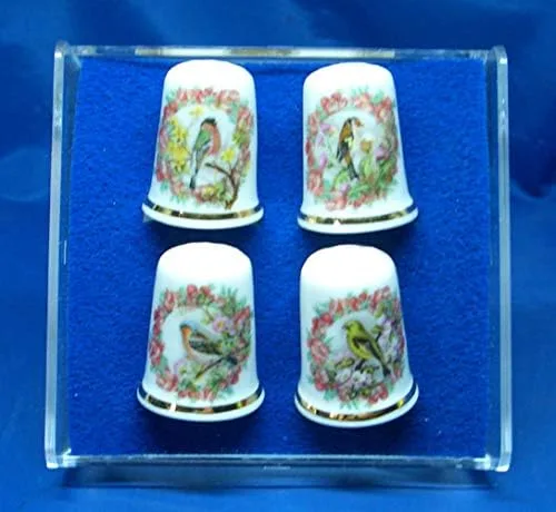 Miniatura 2 de Porcelana de porcelana coleccionable - Juego de tres dedales - Camafeo Birds
