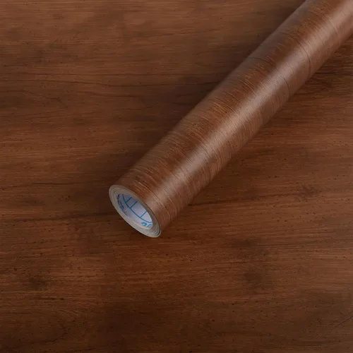 Abyssaly Papel de Contacto de Madera, Papel Tapiz de Despegar y Pegar Rojo/Marrón para Gabinetes, Envoltura de Vinilo de Grano de Madera Sintética