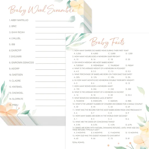 Miniatura 10 de 55 piezas de juegos de baby shower, tarjetas de predicciones y adivina la frase con respuestas incluidas, juegos de baby shower divertidos de género
