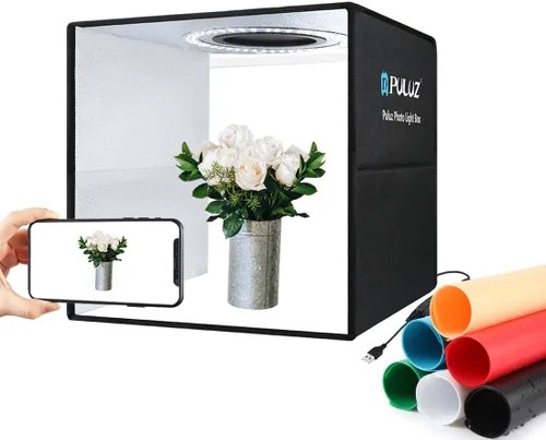 Caja de luz, PULUZ 11.8"/30cm Caja de luz para estudio fotográfico, caja de luz portátil con brillo ajustable, caja de luz profesional plegable para