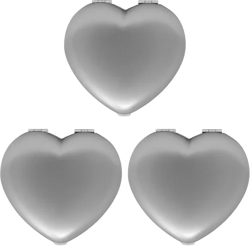 Miniatura 8 de Juego de 3 espejos compactos contemporáneos en forma de corazón con acabado reflectante (azul)