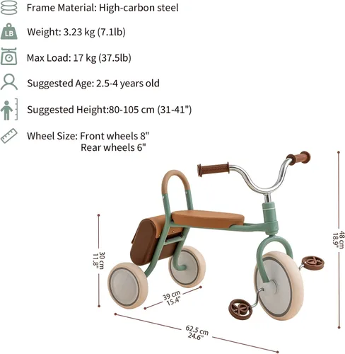 Miniatura 2 de Kidpop Mate - Triciclo para niños de 2.5 a 4 años, regalo de primer cumpleaños, bicicleta de juguete con agarres de manillar y almacenamiento