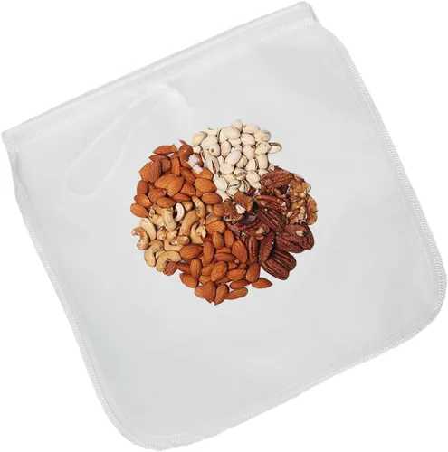Miniatura 5 de Paquete de 2 bolsas reutilizables de malla fina de 150 micrones, bolsa de leche de nueces, colador de nailon para colar jugos de frutas, prensa